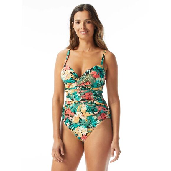 COCO REEF Enrapture One Piece 34DD Green Passion Flower Bra Sized Underwire NWT - Picture 1 of 13